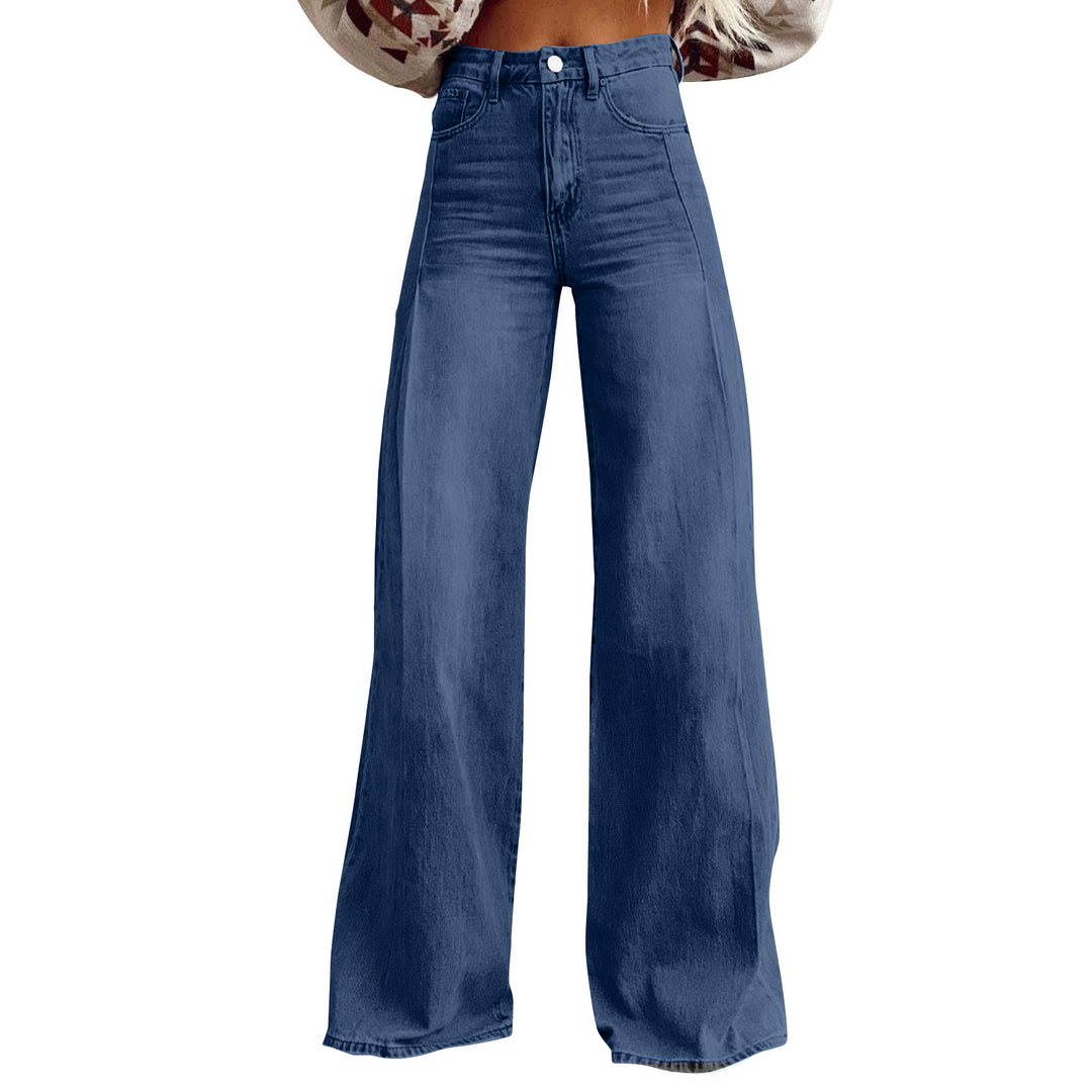 Damen hochgeschnittene Schlagjeans mit extra weitem Bein, figurstreckender Passform und dezenter Vintage-Waschung Nord Taschen