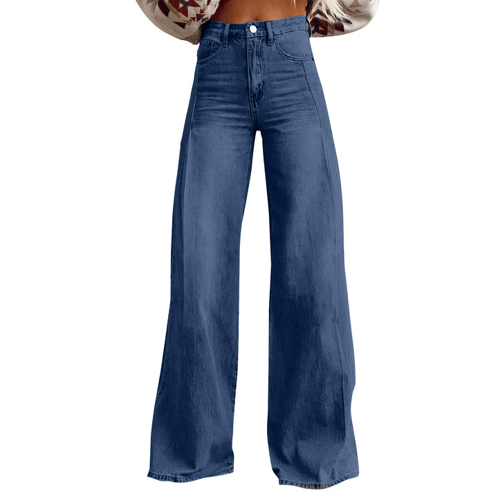 Damen hochgeschnittene Schlagjeans mit extra weitem Bein, figurstreckender Passform und dezenter Vintage-Waschung Nord Taschen