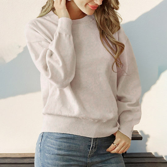 Damen Lockerer Feinstrickpullover mit Herzchen-Allover, Rundhalsausschnitt und elastischem Saum Nord Taschen