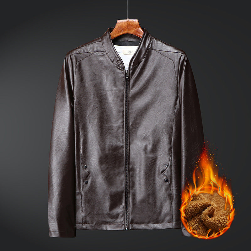 Herren Slim-Fit Kunstleder-Bomber mit wärmendem Teddyfutter und verdecktem Reißverschluss Nord Taschen
