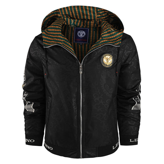 Herren  leichte Kapuzen-Sportjacke mit Jacquardmuster, Metallreißverschluss und elastischen Bündchen Nord Taschen