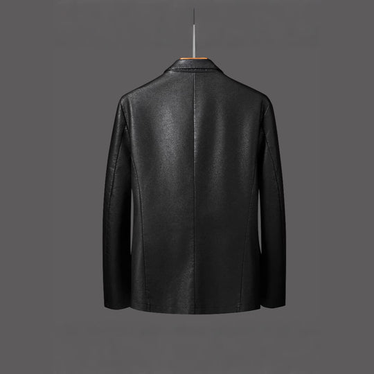Herren Einreihiger Blazer aus Lederimitat mit Notch-Revers und Pattentaschen Nord Taschen