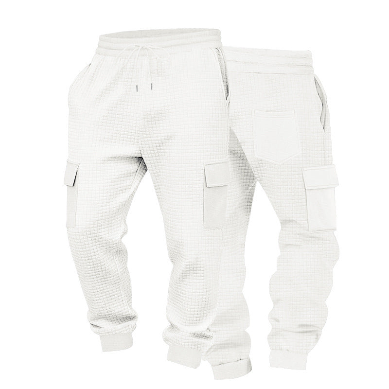 Herren Texturierte Waffel-Cargo-Jogginghose mit elastischem Bund und Multifunktions-Taschendesign Nord Taschen