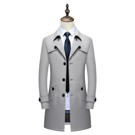 Herren Eleganter Slim-Fit Trenchcoat mit klassischer Knopfleiste und verstellbaren Manschetten Nord Taschen
