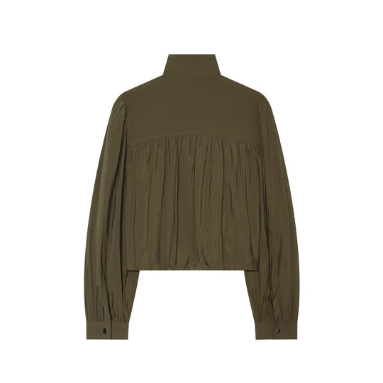 Damen Zweiteiliges Ensemble aus plissiertem Cropped-Blouson mit Stehkragen und weiter Cargo-Hose Nord Taschen