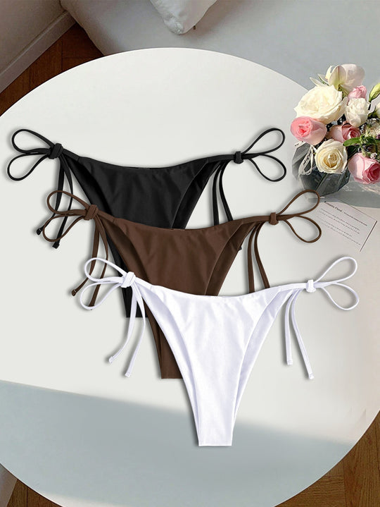 Damen Triangel-Bikini mit floralem Leopardenmuster und verstellbaren BindNord Taschenändern