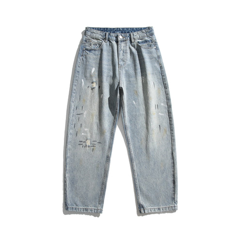 Unisex Lässige Relaxed-Fit Jeans mit hoher Taille und Paint-Distress Nord Taschen