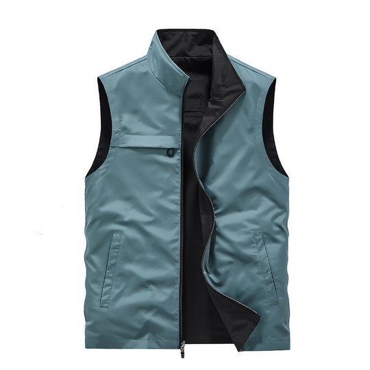 Herren Ärmellose Softshell-Utility‑Weste mit hohem Stehkragen, Zwei‑Wege‑Reißverschluss und verdeckten Taschen Nord Taschen