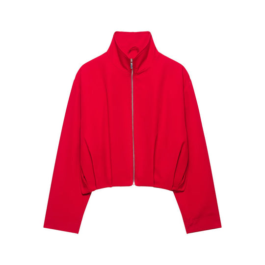 Damen Cropped-Boxy-Jacke mit hohem Stehkragen und durchgehendem Reißverschluss Nord Taschen