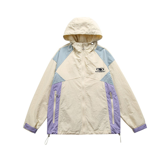 Unisex Leichte Kapuzen‑Windjacke im Colorblock‑Design mit Zwei‑Wege‑Reißverschluss Nord Taschen