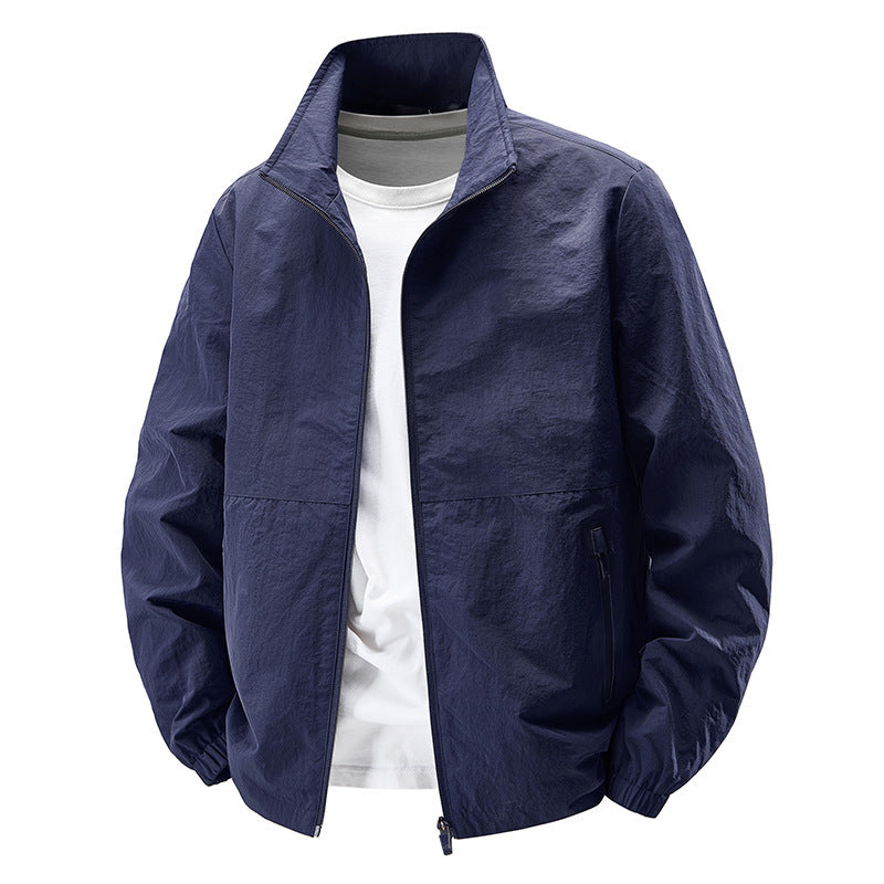 Herren Ultraleichte winddichte Freizeitblousonjacke mit Stehkragen und Reißverschlusstaschen Nord Taschen
