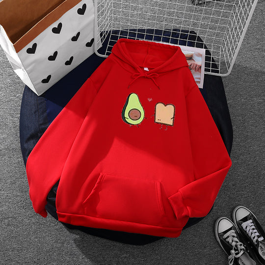 Damen nan gemütlicher Kapuzenpullover mit Avocado‑Toast-Illustration, weichem Fleece-Innenfutter und Kängurutasche Nord Taschen