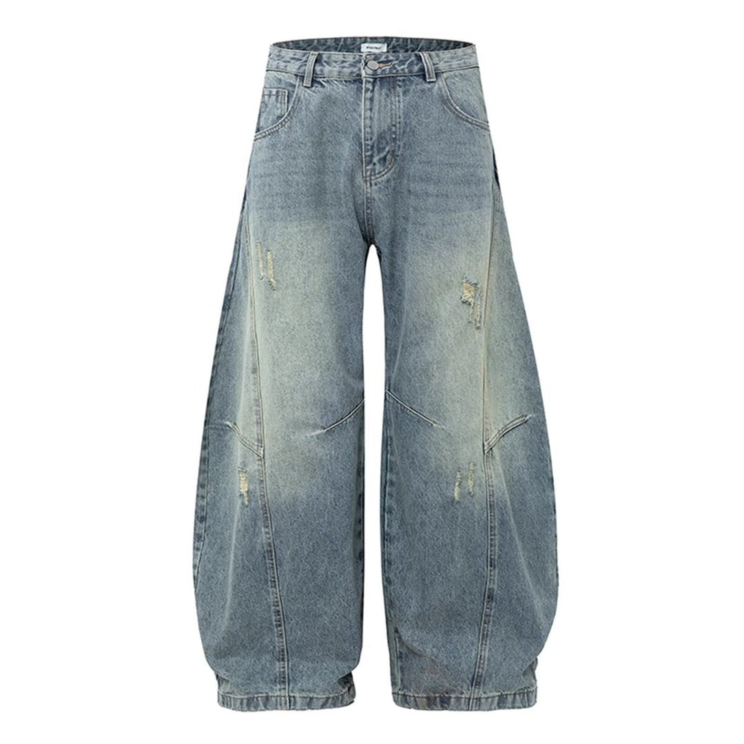 Damen Weitgeschnittene Denim-Hose mit Rissen Nord Taschen