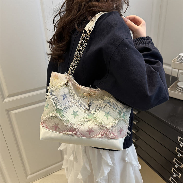 Damen modische Handtasche mit fransigem Sternenmuster Nord Taschen