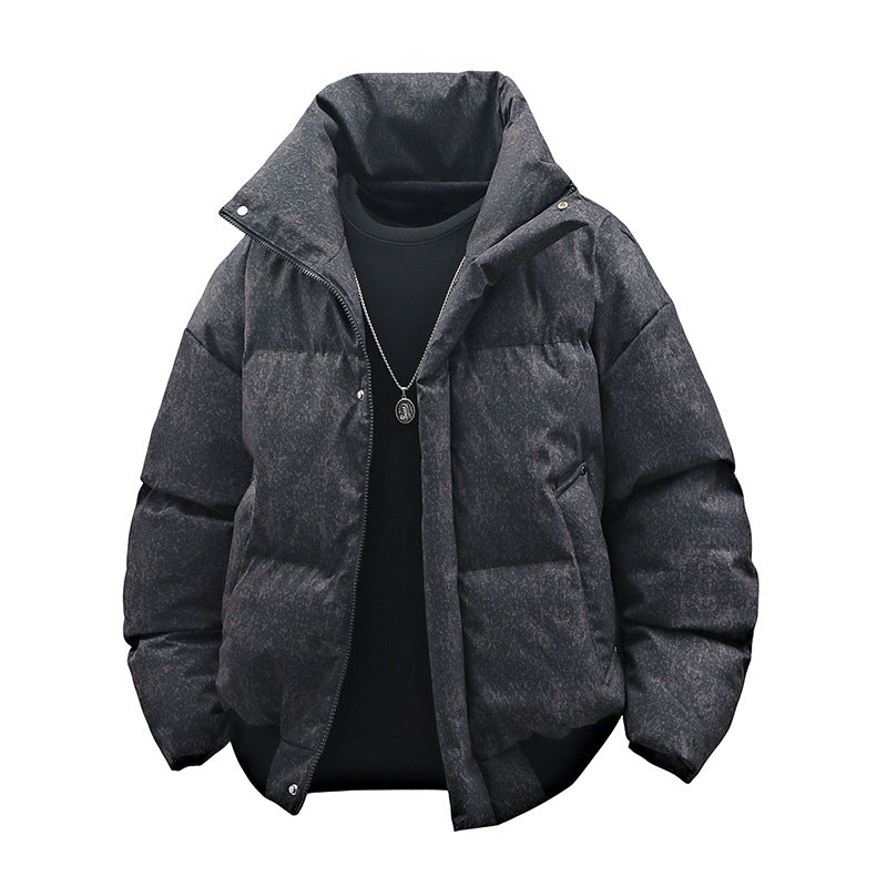 Herren Kurze wattierte Steppjacke mit hohem Stehkragen und matter Strukturoptik Nord Taschen