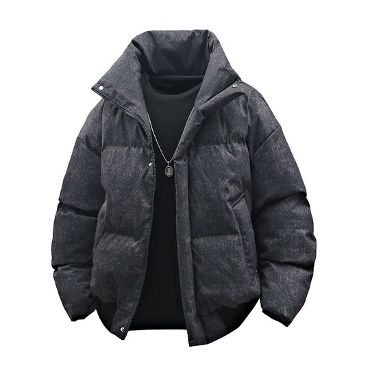 Herren Kurze wattierte Steppjacke mit hohem Stehkragen und matter Strukturoptik Nord Taschen