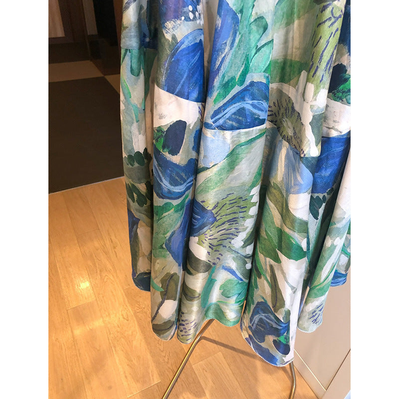 Damen Zweiteiliges Set: Gehäkelte Spitzenbluse mit ellbogenlangen Ärmeln & Floraler taillenhoher Midirock Nord Taschen