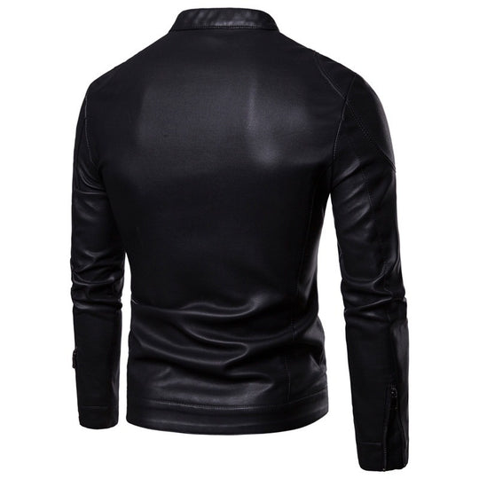 Herren Slim-Fit Kunstleder-Motorradblouson mit Stehkragen und ergonomischer Schultersteppung Nord Taschen