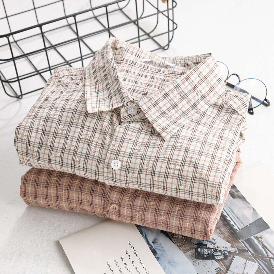 Herren Leichtes kariertes Seersucker-Hemd mit Brusttasche und Relaxed-Fit Nord Taschen