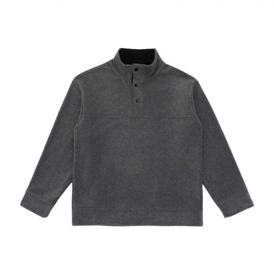 Unisex Henley-Fleecepullover mit kurzem Knopfverschluss, Stehkragen und Boxy‑Schnitt Nord Taschen