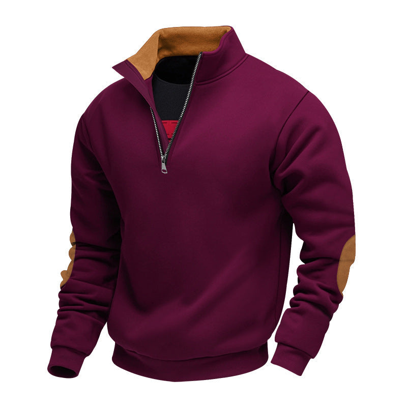 Herren Sweatshirt mit hochwertigem Stehkragen und eleganten akzenten