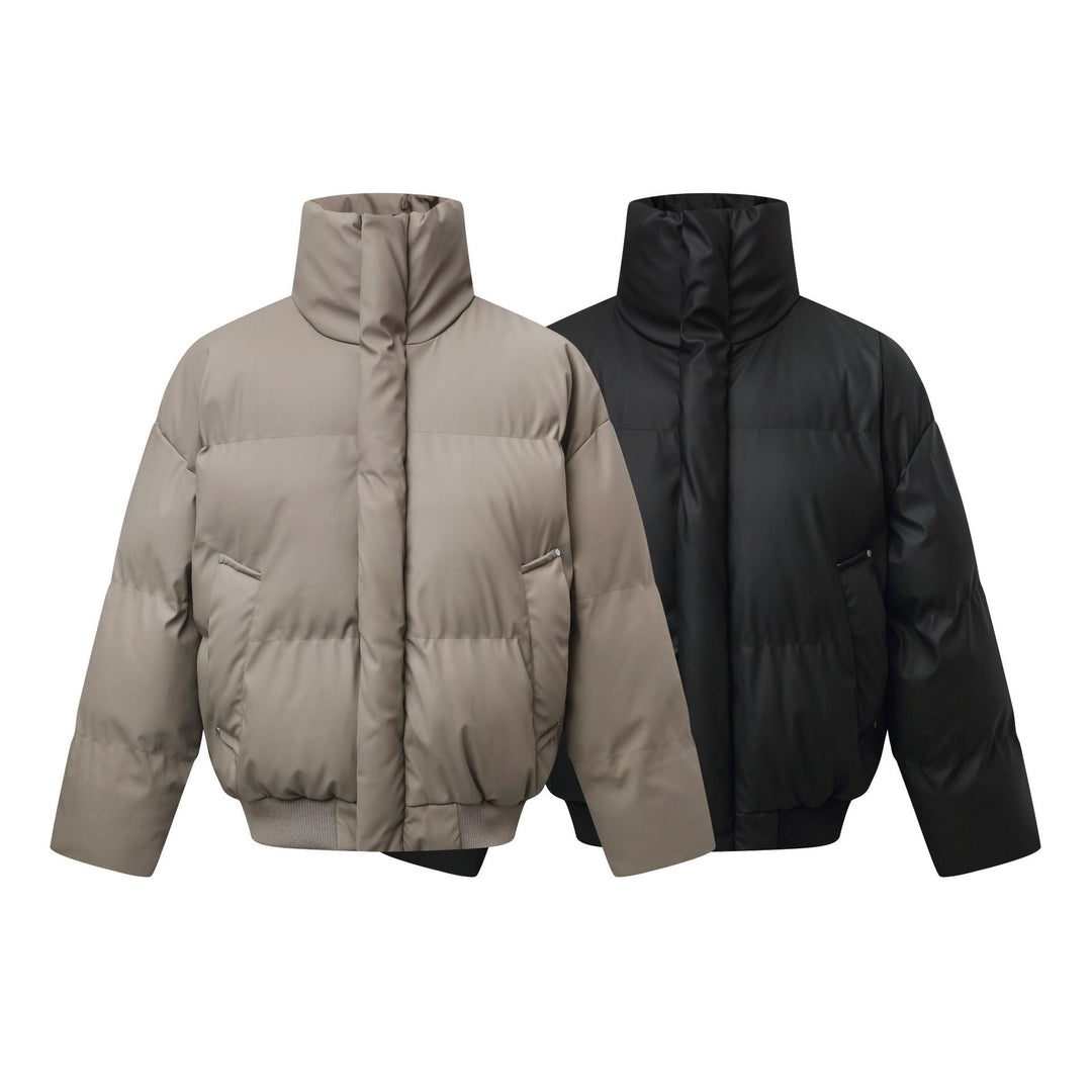 Damen Kurz geschnittener Stepp-Winterparka mit hohem Stehkragen und geripptem Saum Nord Taschen
