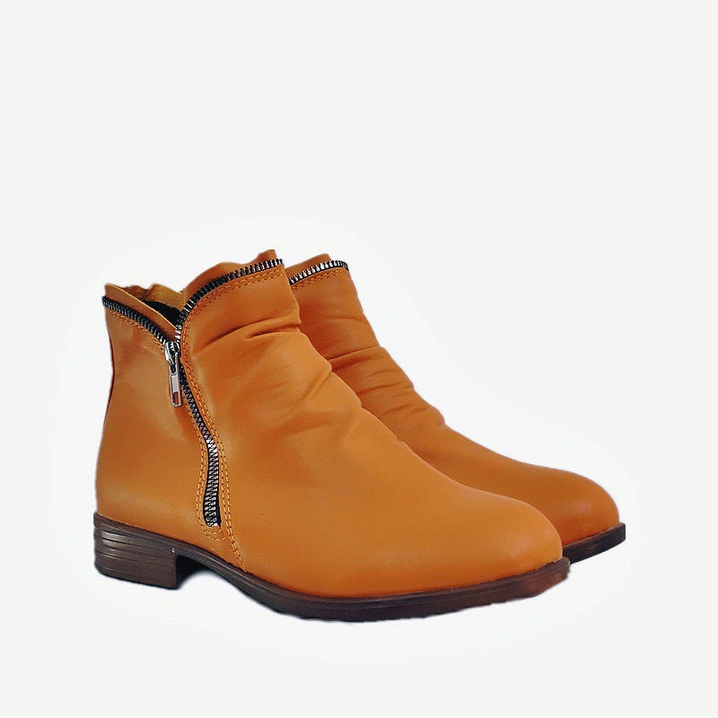 Damen Slouch‑Ankleboots mit dekorativem Reißverschluss und niedrigem Blockabsatz Nord Taschen