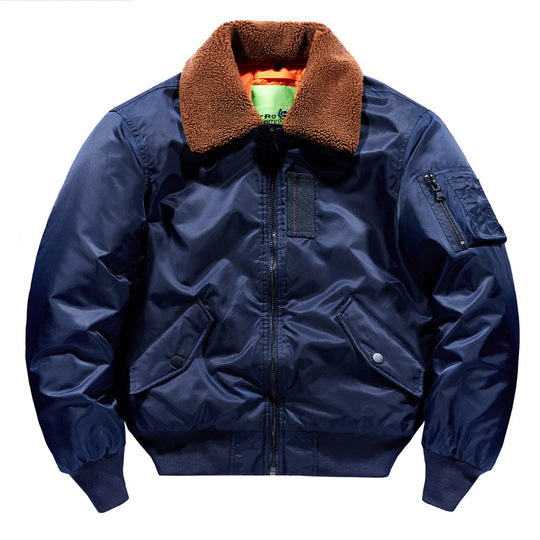 Herren Flieger-Bomberjacke mit Teddykragen, wasserabweisender Nylon-Shell und Ärmel-Utilitytasche Nord Taschen