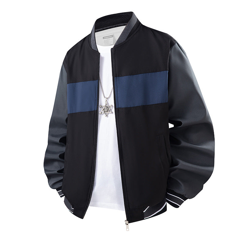 Herren Leichte Bomberjacke im Colourblock-Design mit Rippkragen, gestreiften Bündchen und Reißverschluss Nord Taschen