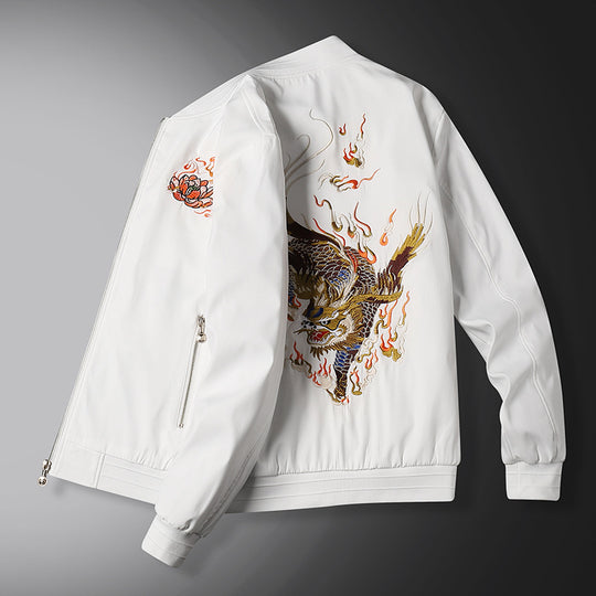 Herren Bomberjacke mit orientalischer Tigerstickerei, leichter Microfaser‑Außenlage und Rippbündchen Nord Taschen