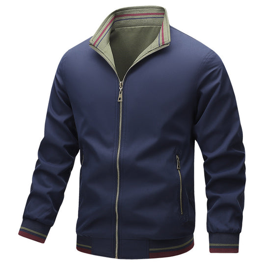 Herren Leichte Harringtonjacke mit Stehkragen, Reißverschluss und Kontrastbündchen Nord Taschen