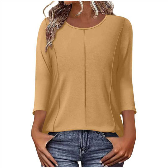 Damen nan lässiges Shirt mit dreiviertelärmeln und dekorativer Mittelnaht Nord Taschen