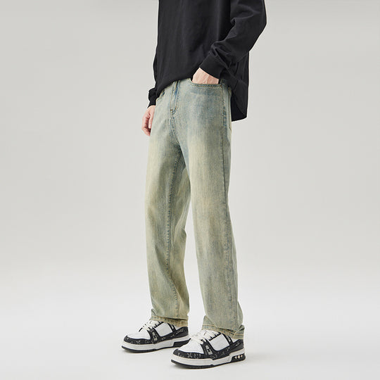 Herren Gerade geschnittene Vintage-Denim-Jeans mit entspanntem Sitz und verwaschenem Finish Nord Taschen