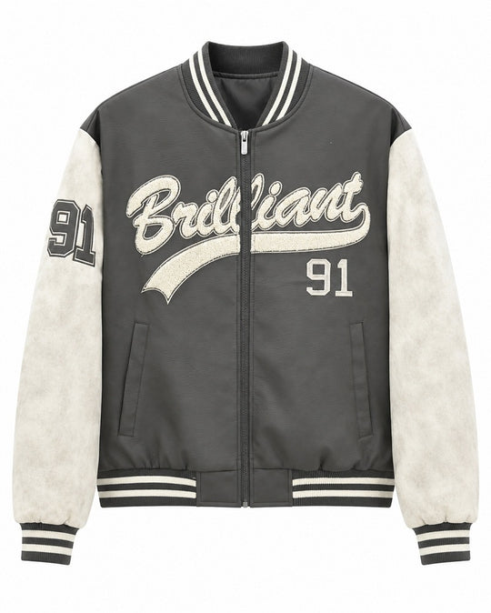 Herren Varsity-Bomberjacke im Letterman‑Stil mit Chenille‑Applikationen Nord Taschen
