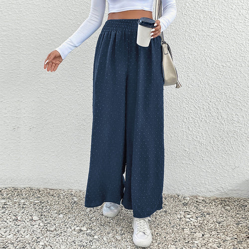 Damen Palazzo-Hose mit weitem Bein, elastischem Raffungbund und strukturierter Pointelle-Optik Nord Taschen