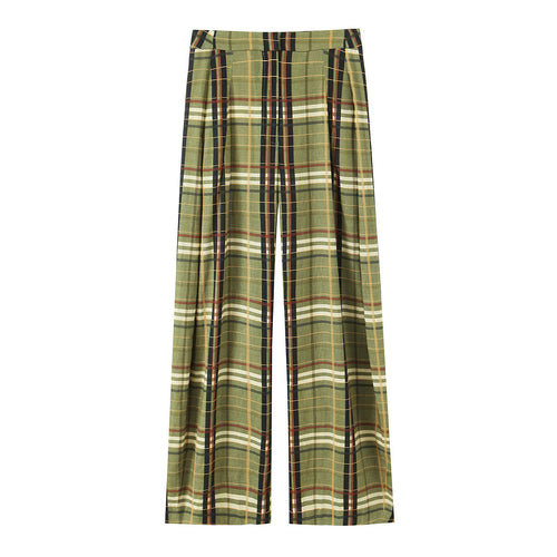 Damen 90+ weit geschnittene High‑Waist Palazzo‑Hose im Karierten Plissee‑Look Nord Taschen