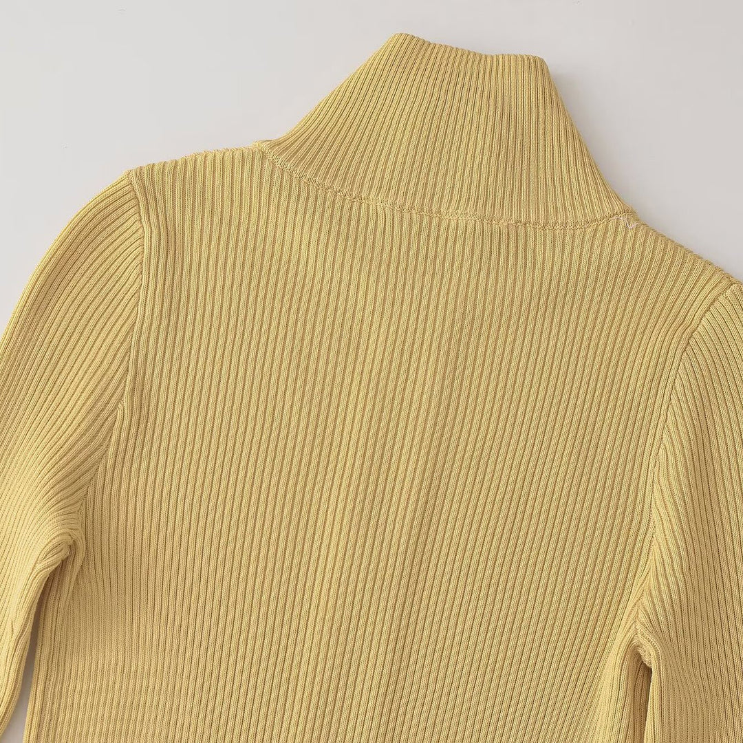 Damen Gerippter Feinstrick-Cardigan mit durchgehendem Reißverschluss und Stehkragen Nord Taschen
