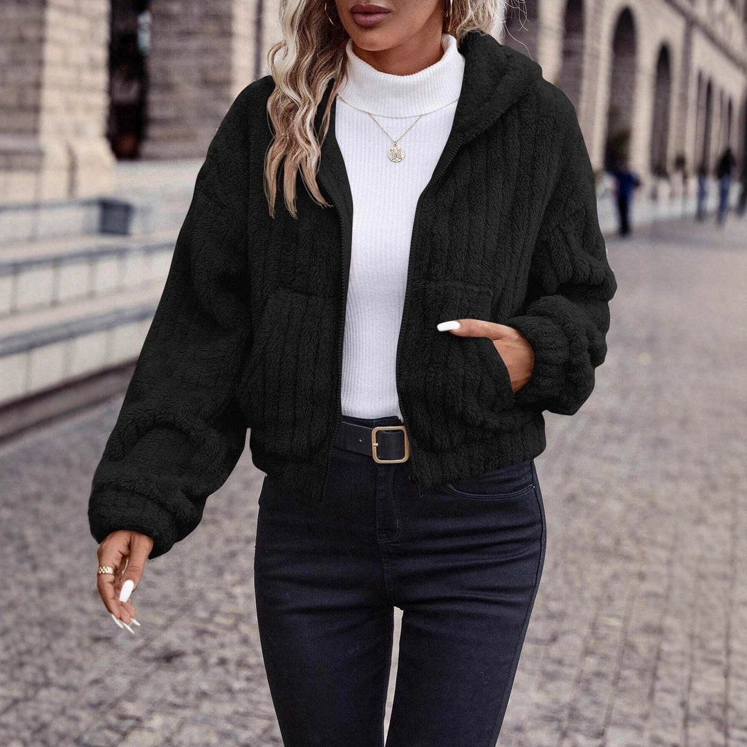 Damen Fleecejacke mit Kapuze und weichem Innenfutter Nord Taschen