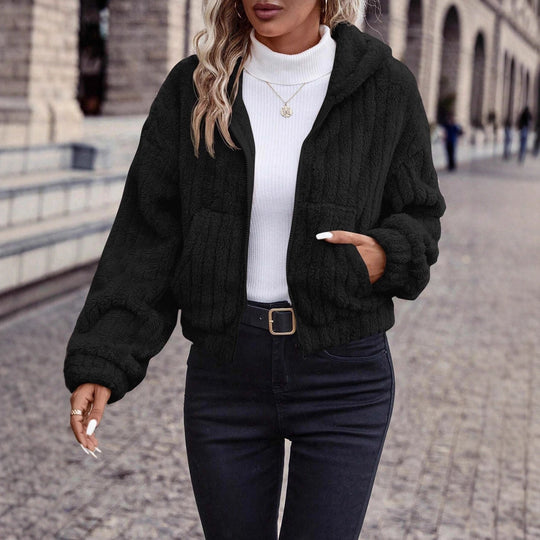 Damen Fleecejacke mit Kapuze und weichem Innenfutter Nord Taschen