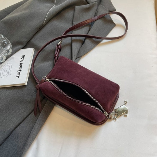 Damen praktische Umhängetasche aus hochwertigem Veloursleder Nord Taschen