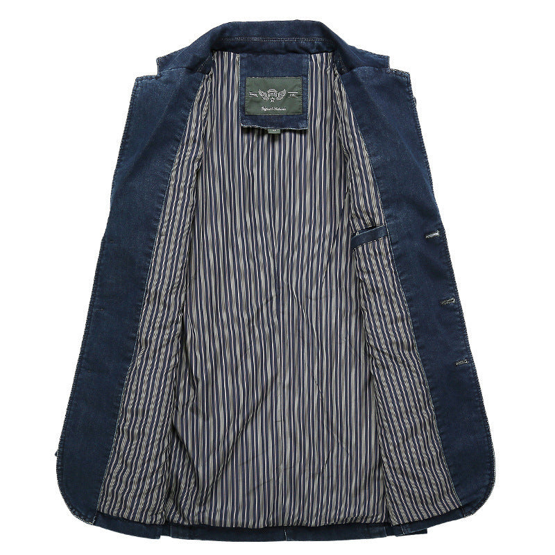 Herren  Jeansblazer im Tailored-Schnitt mit aufgesetzten Taschen und elastischem Denim Nord Taschen