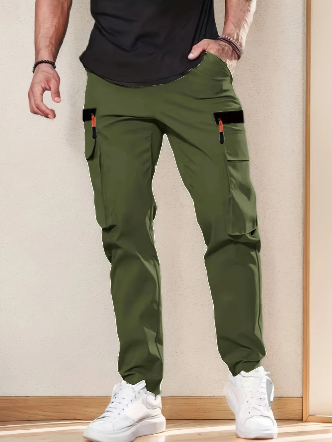 Herren Cargohose im Joggerstil mit elastischem Bund, Tunnelzug & Mehrfachtaschen Nord Taschen