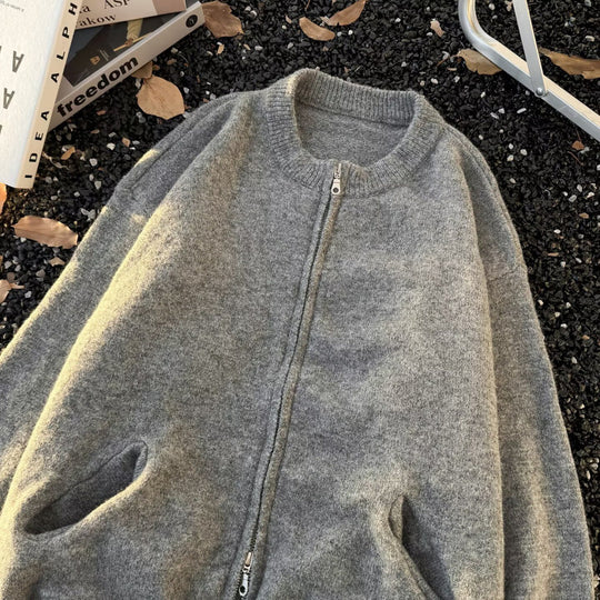 Unisex Feinstrick-Zipcardigan mit Rundhals und weichem Alpaka‑Mix Nord Taschen