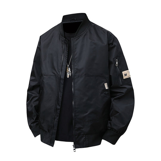 Herren Urbaner Nylon-Flight-Bomber mit Utility-Ärmeltasche und Zwei-Wege-Reißverschluss Nord Taschen
