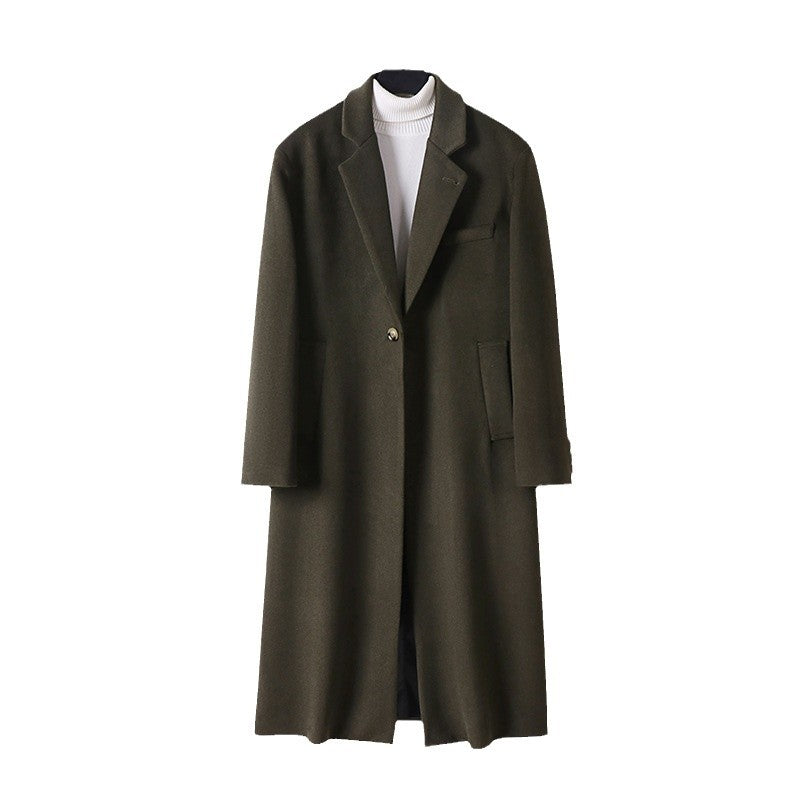 Herren Taillierter Wollmix-Longcoat mit Schalkragen und Ein-Knopf-Verschluss Nord Taschen