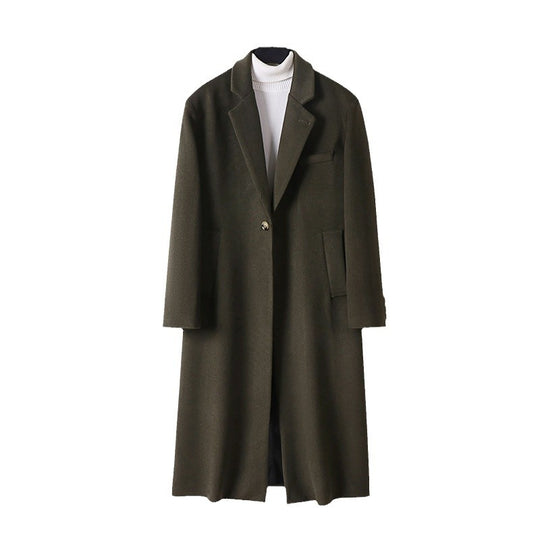Herren Taillierter Wollmix-Longcoat mit Schalkragen und Ein-Knopf-Verschluss Nord Taschen
