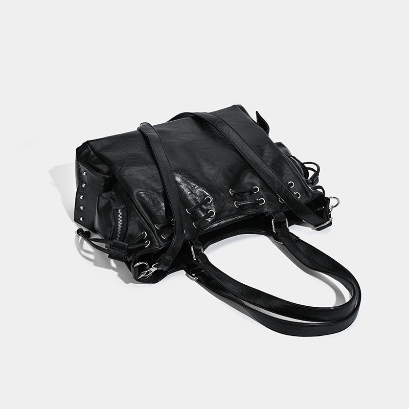 Damen Handtasche mit dekorativer Schnürung und abnehmbarem Schulterriemen Nord Taschen