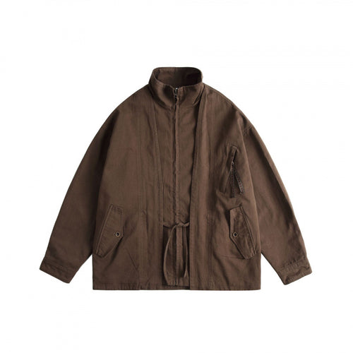 Unisex Kastenförmige Utility-Jacke mit hohem Stehkragen, durchgehendem Reißverschluss und Tunnelzug Nord Taschen
