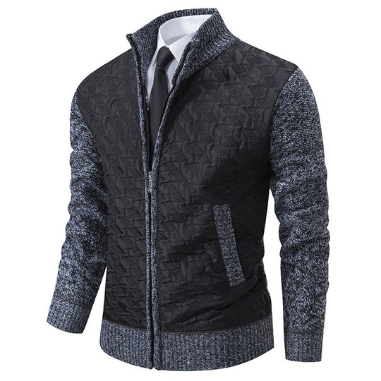 Herren Gesteppte Hybrid-Strickjacke mit Stehkragen, Kontrastärmeln und durchgehendem Reißverschluss Nord Taschen
