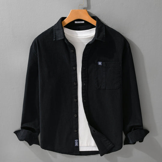 Herren Baumwoll-Twill Hemdjacke im Vintage-Finish mit aufgesetzter Brusttasche Nord Taschen